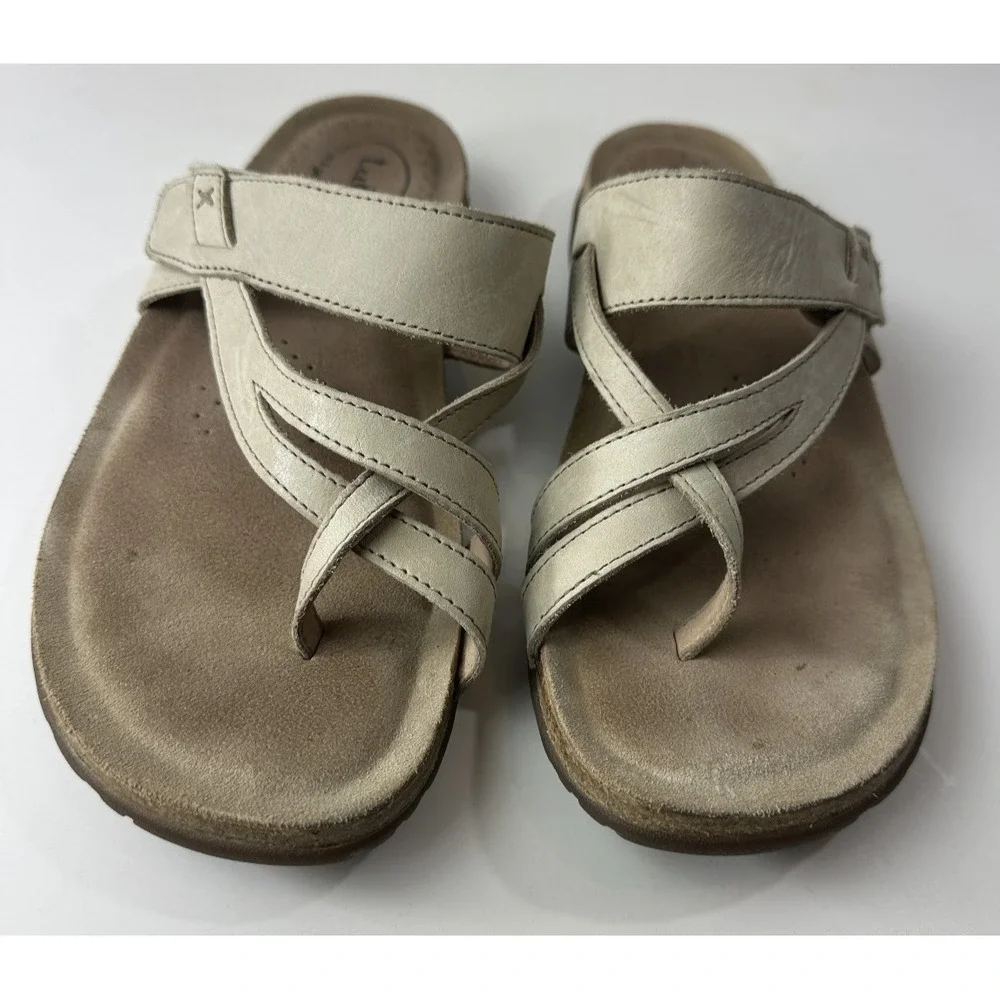 Taos The Perfect Sandals Light Beige Tan Stone Thong Toe Strappy Women's Size 10 - Picture 4 of 14